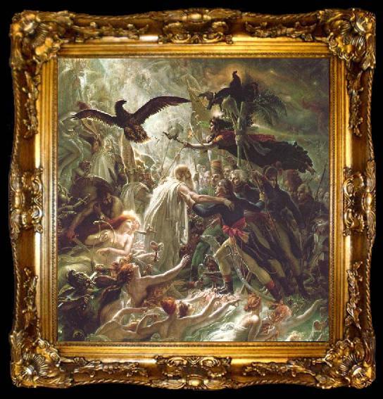 framed  Girodet-Trioson, Anne-Louis Ossian receiving the Ghosts of the French Heroes, ta009-2